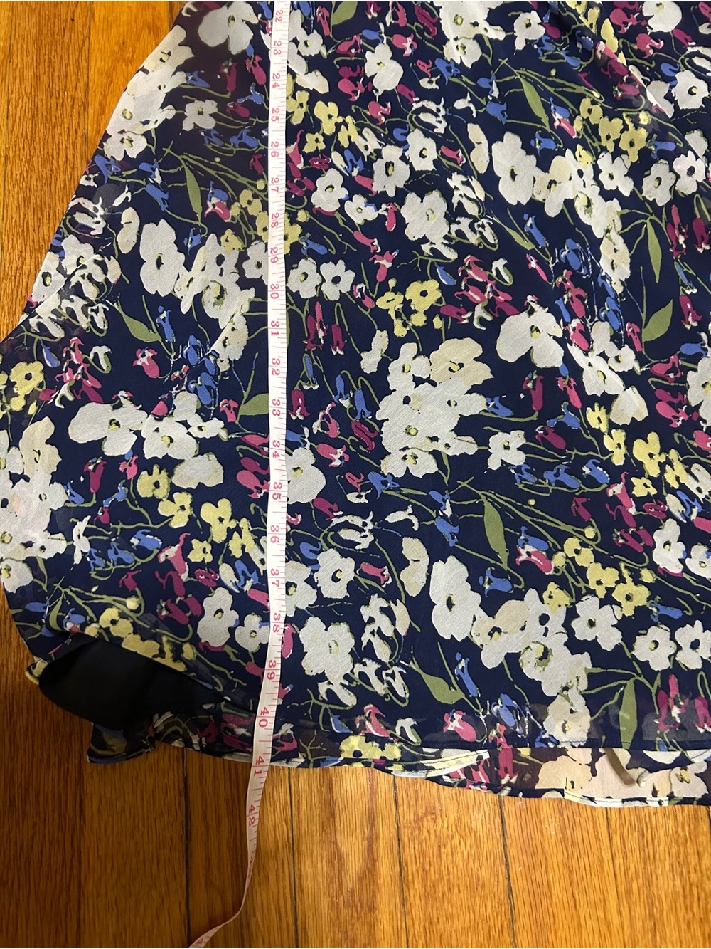 Ralph Lauren Navy Chiffon Floral Wrap Dress Women's 8 - Picture 5 of 8